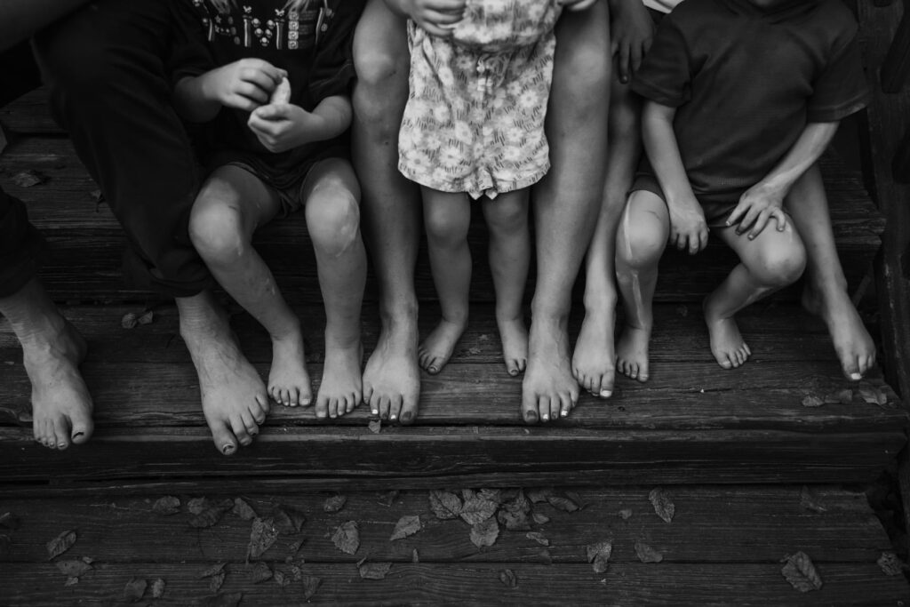 The feet of a young family all together, from a lifestyle session in Atlanta